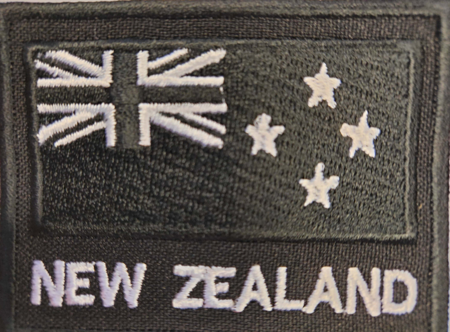 Flag Patch of NZ with words - partial embroidery - Multiple colours/sizes