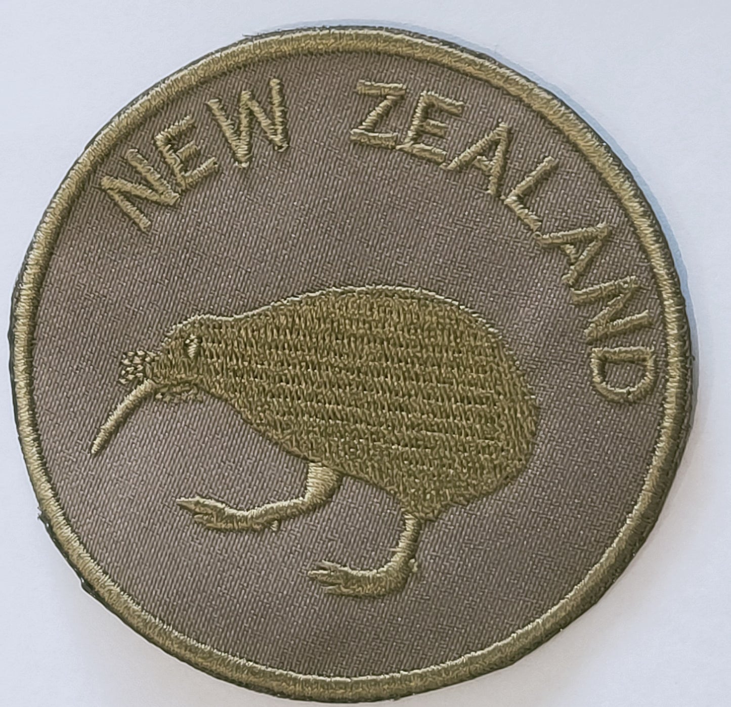 Kiwi Flag Patch with script - Round - Embroidered Multiple colours/sizes