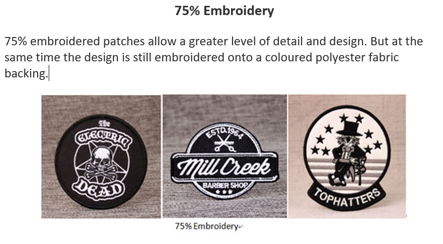 75%nembroidery description and text