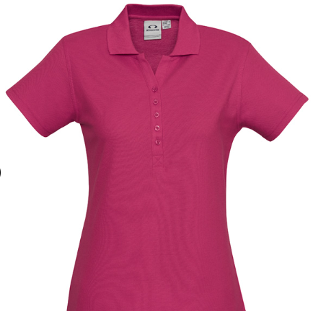 Embroidery patches and logos and branding made in tauranga NZ ladies crew polo P400LS