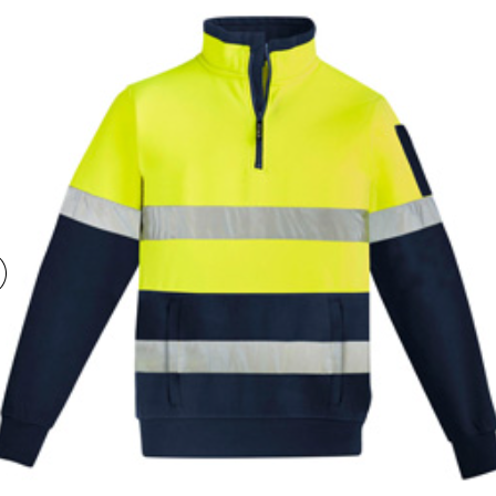 Embroidery patches and logos and branding made in tauranga NZ syzmik 1/4. zip hiviz pullover