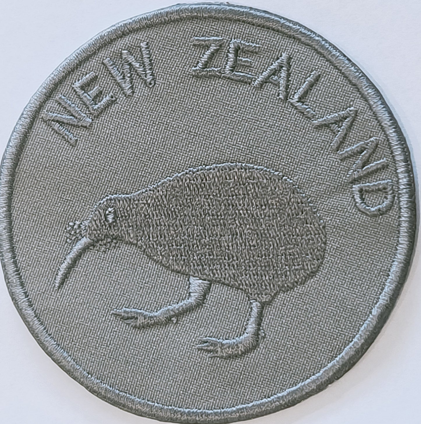 Kiwi Flag Patch with script - Round - Embroidered Multiple colours/sizes