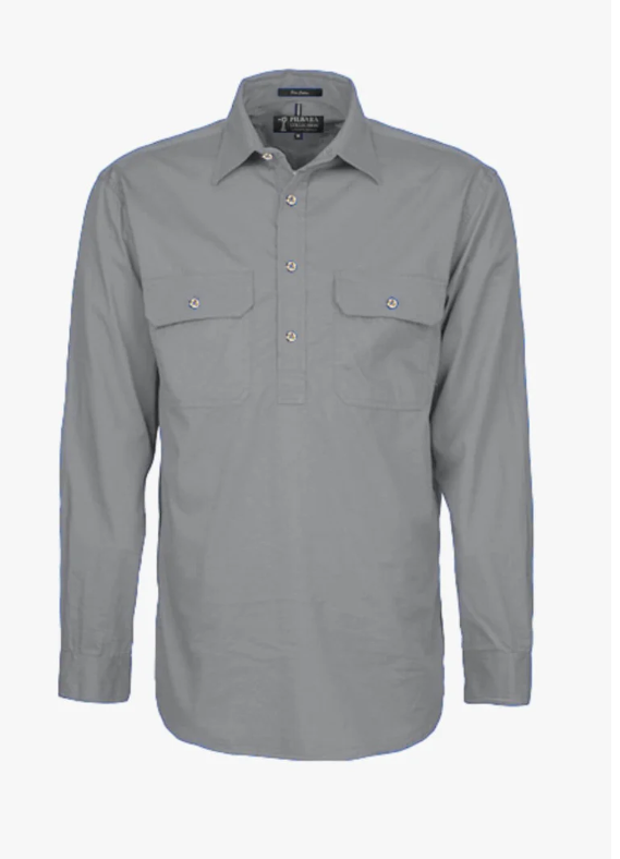 Pilbara Mens Closed Front Long Sleeve Work Shirt RM200CF