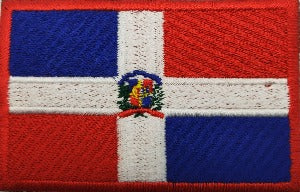 Flag patch of the dominican republic, fully embroidered made in new zealand