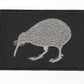 embroidered kiwi patch in silver and black made in new zealand