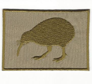 embroider rectangle kiwi patch in gold made in new zealand