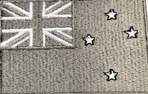 fully embroidered flag patch of new zealand - grey - made in new zealand