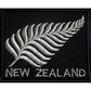 Partially embroidered silver fern patch of new zealand in black and silver includes new zealand in text made in new zealand