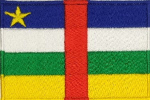 fully embroidered flag patch, made in new zealand, 80mm wide flag patch of central african republic