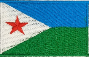 fully embroidered flag patch, made in new zealand, 80mm wide flag patch of djibouti