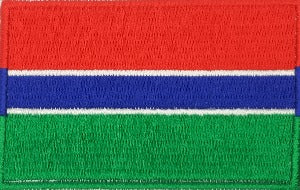 fully embroidered flag patch, made in new zealand, 80mm wide flag patch of gambia