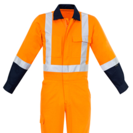 Embroidered logos for branded apparel made in Tauranga NZ embroidered branding  overalls hiviz cotton male