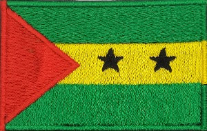 fully embroidered flag pacth 80mm wide made in new zealand flag patch of sao tome & principe
