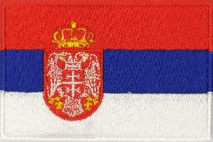 fully embroidered flag patch, made in new zealand, 80mm wide flag patch of serbia