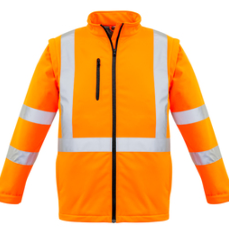 Embroidery patches and logos and branding made in tauranga NZ soft shell 2 in 1 syzmik hiviz jacket