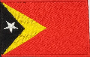 fully embroidered flag patch, made in new zealand, 80mm wide flag patch of timor-leste